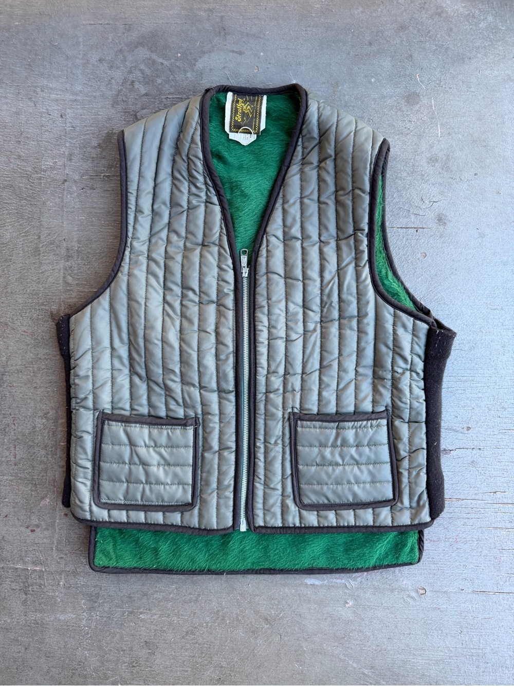 Vintage Quilted Grey Ski Vest
